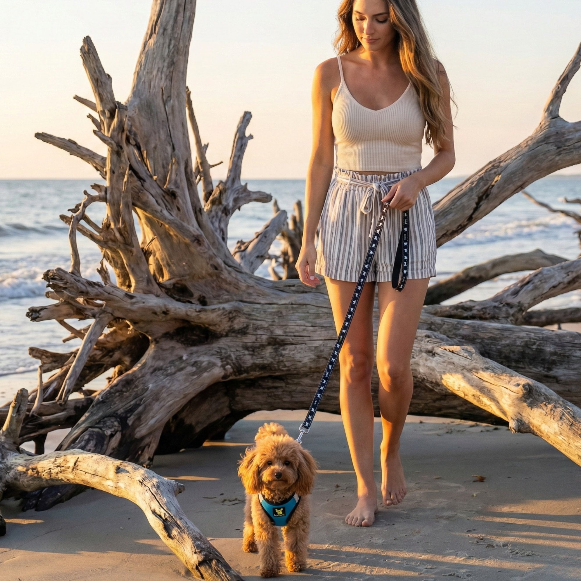EcoBark Step In Dog Harness - Teacup & Small Breeds- Reflective Soft Mesh Harness for Teacup, Small Dogs and Puppies / Teal