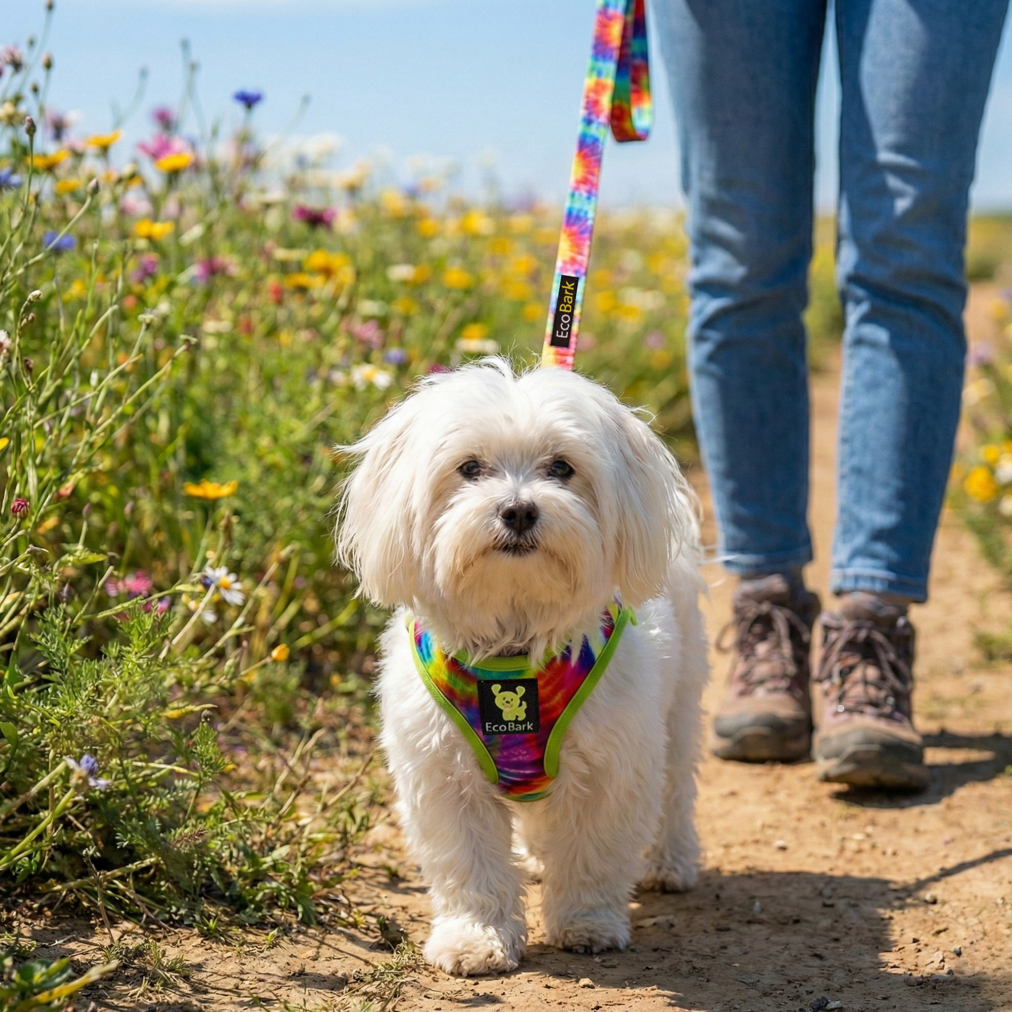 EcoBark Step In Dog Harness - Teacup & Small Breeds- Reflective Soft Mesh Harness for Teacup, Small Dogs and Puppies / Tie-dye