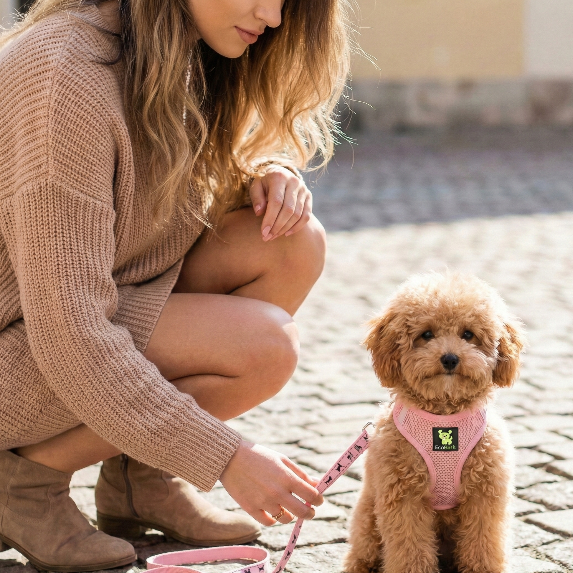 EcoBark Step In Dog Harness - Teacup & Small Breeds- Reflective Soft Mesh Harness for Teacup, Small Dogs and Puppies / Baby Pink