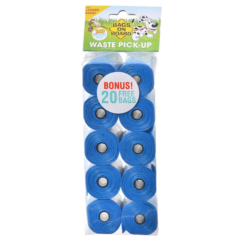 Bags On Board Dog Poop Bags | Strong, Leak Proof Dog Waste Bags | 9 X14 Inch Blue Bags