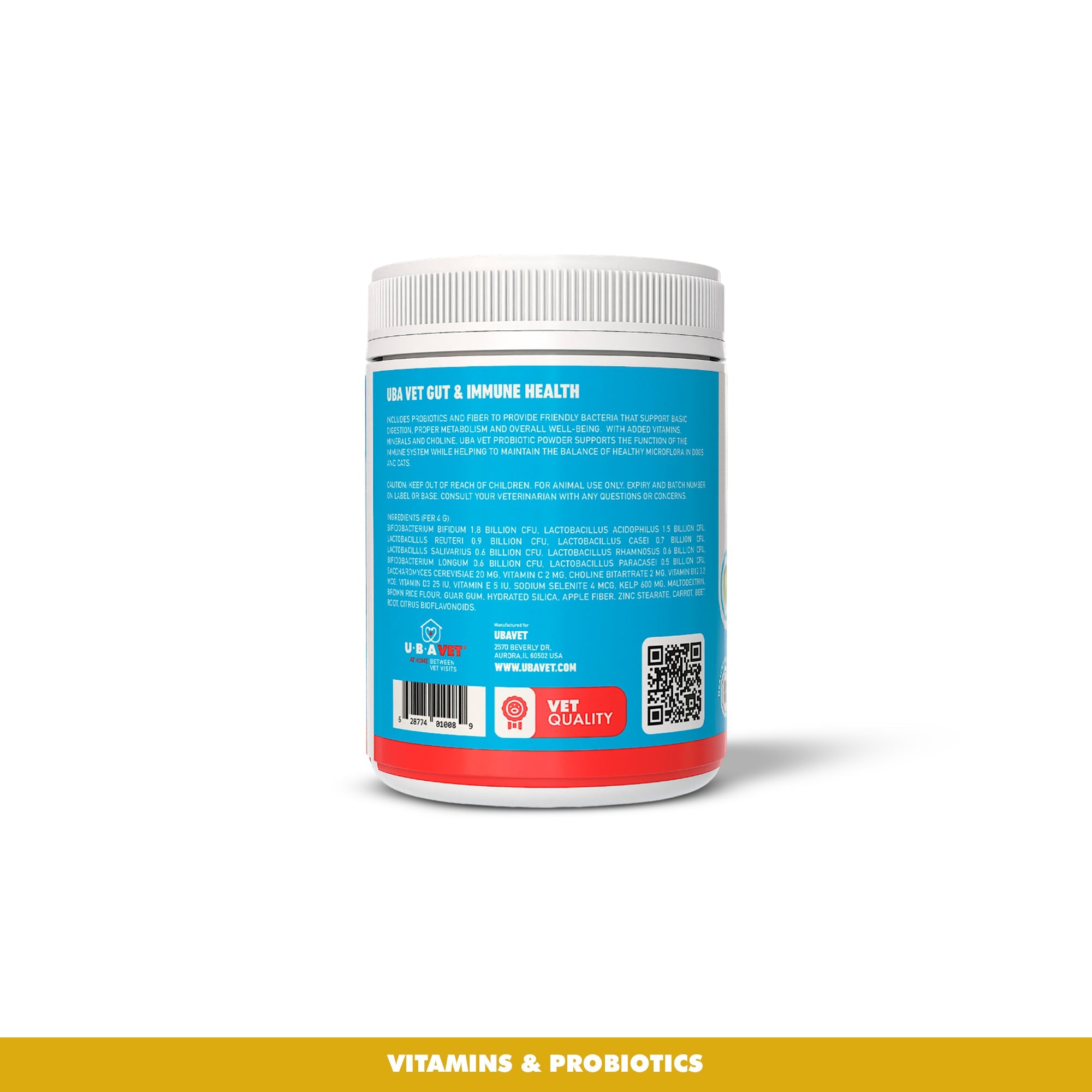 UBAVET Probiotics & Gut + Immune Health Support for Dogs & Cats – 5.3 oz / 150 g Powder