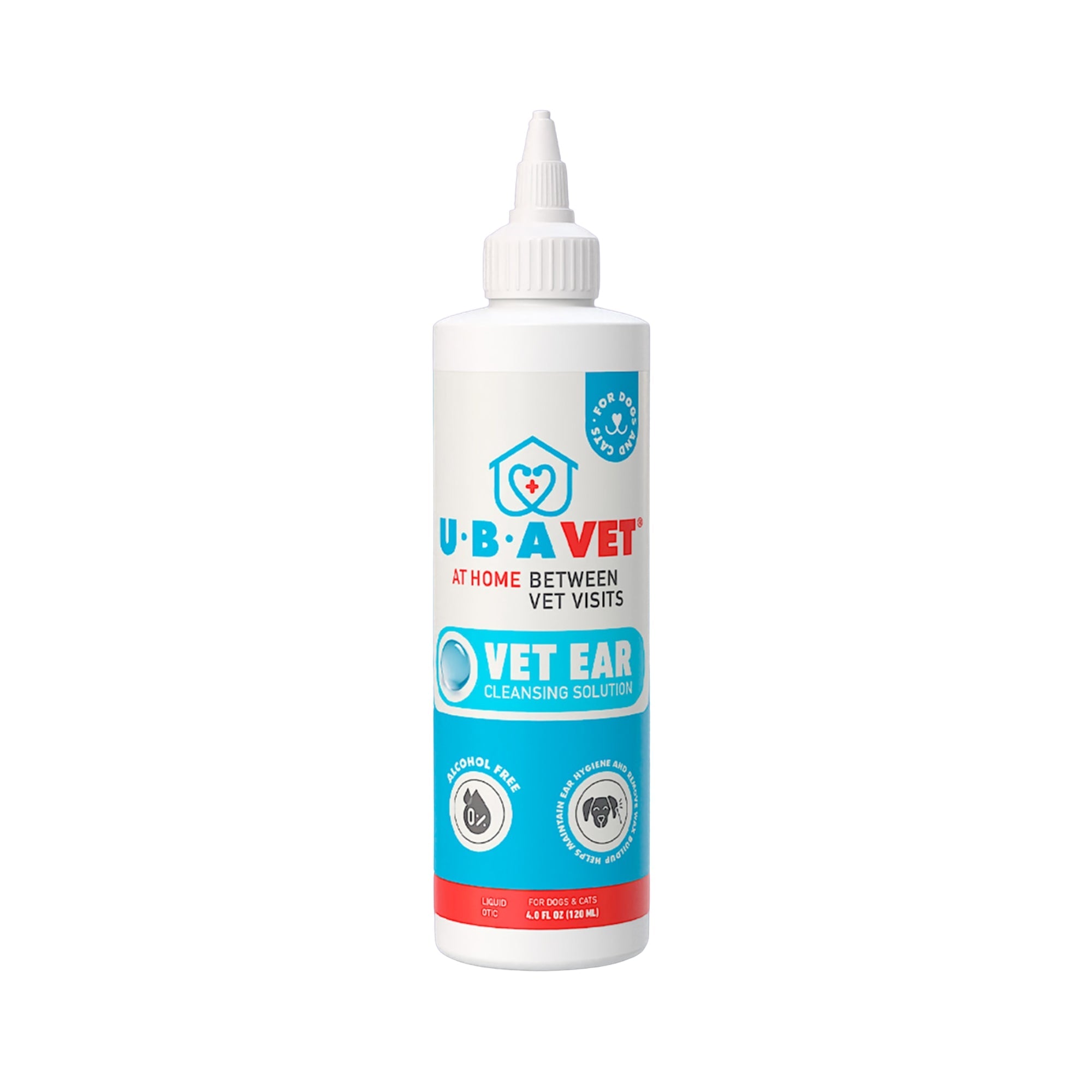 UBAVET Vet Ear Cleansing Solution for Dogs & Cats, 4 fl oz