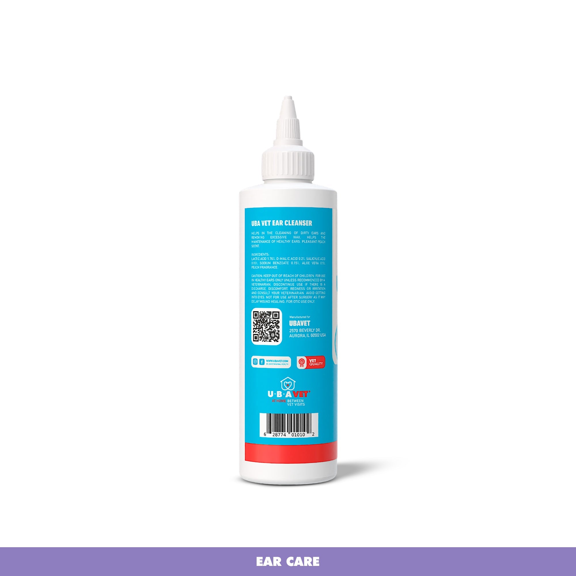 UBAVET Vet Ear Cleansing Solution for Dogs & Cats, 4 fl oz