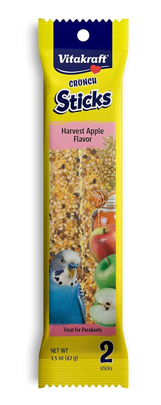 Vitakraft Crunch Sticks Harvest Apple Flavor Bird Treat For Parakeets (2 Sticks), 1.5 Oz