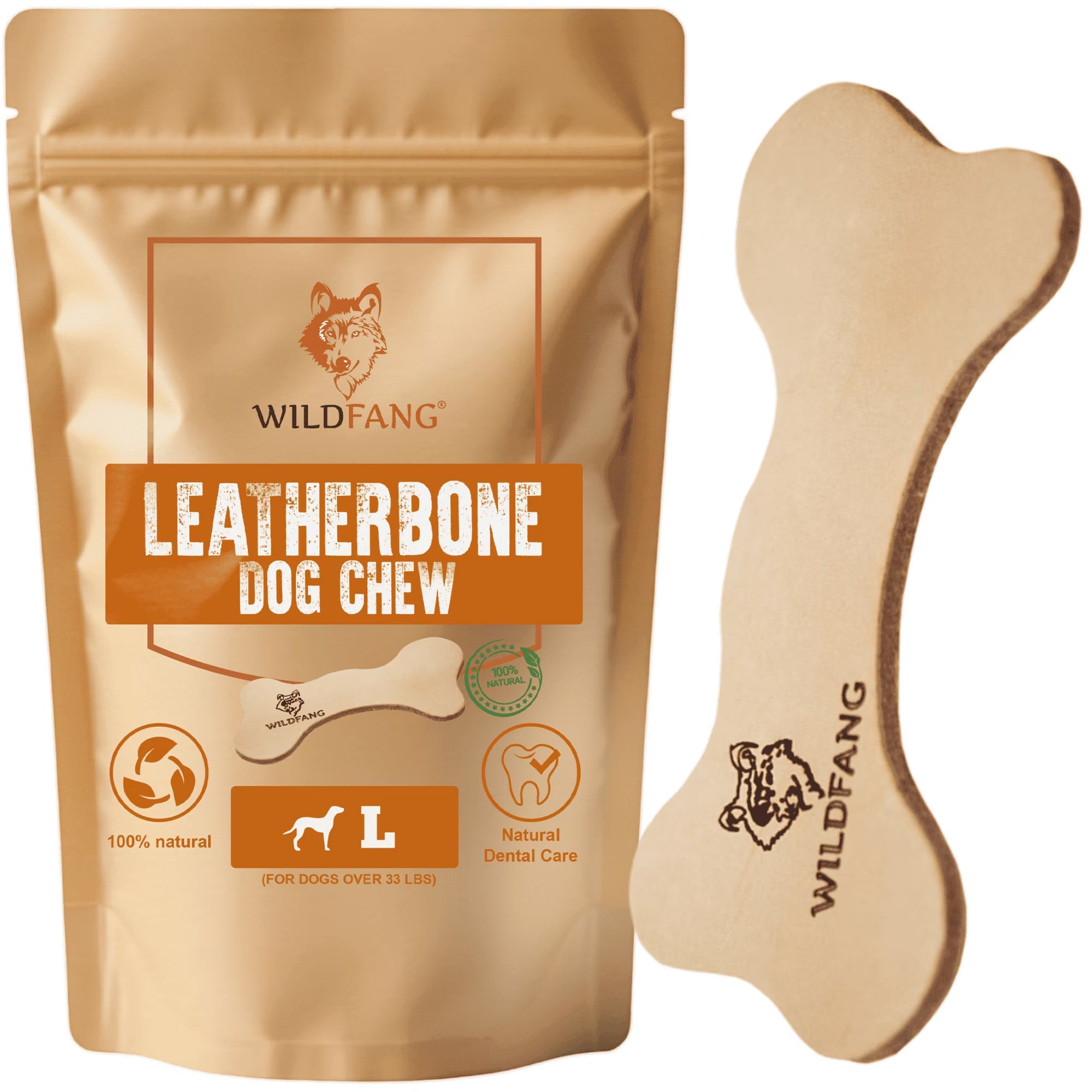 Natural Leather Dog Chew Bone – Vegetable-Tanned Cowhide