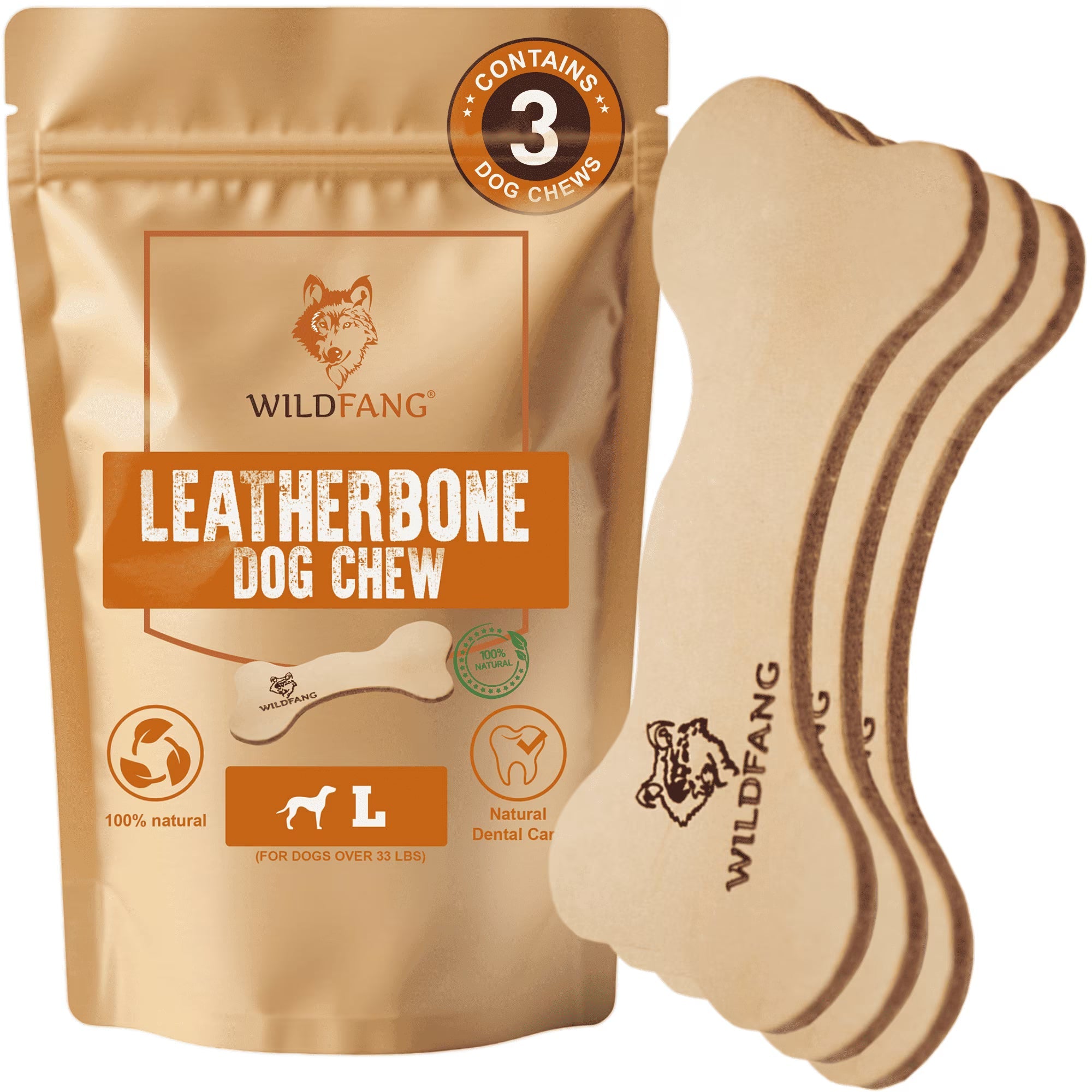 Natural Leather Dog Chew Bone – Vegetable-Tanned Cowhide