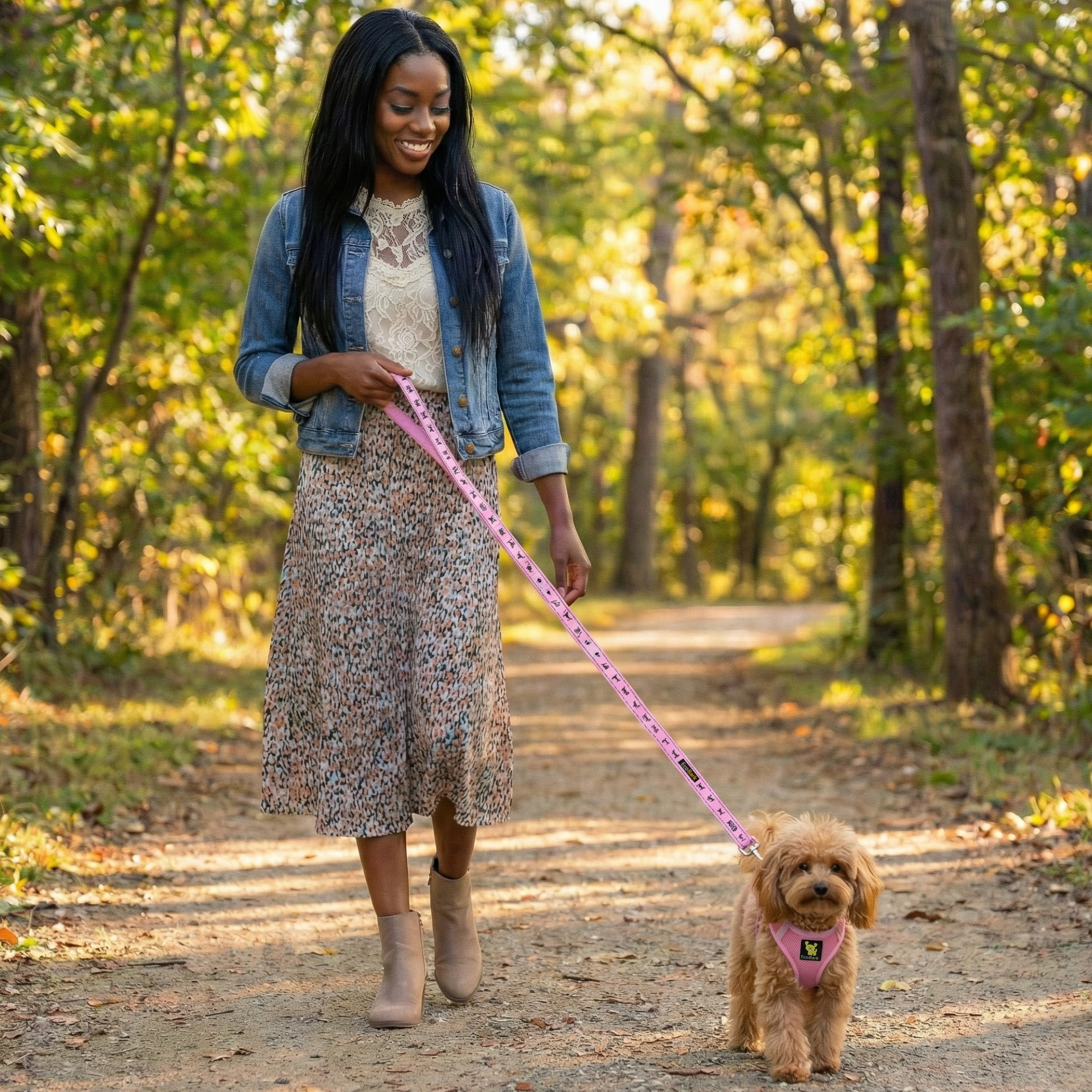 EcoBark Step In Dog Harness - Teacup & Small Breeds- Reflective Soft Mesh Harness for Teacup, Small Dogs and Puppies / Baby Pink