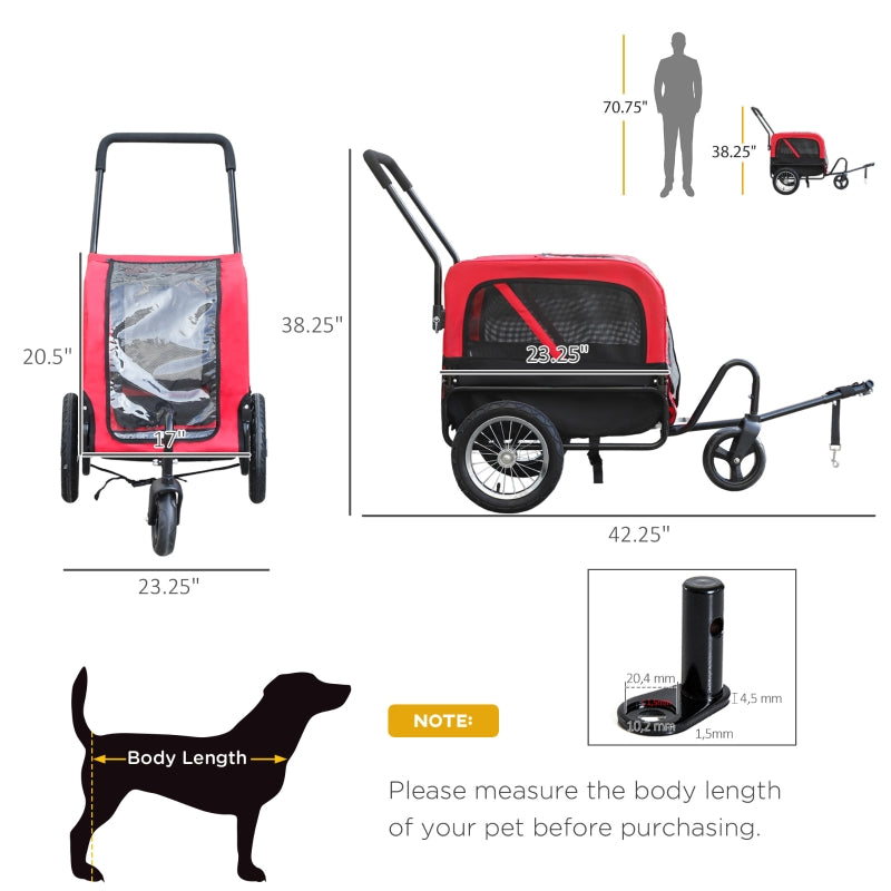 2-in-1, 3 Wheel Pet Jogging Stroller Bike Trailer
