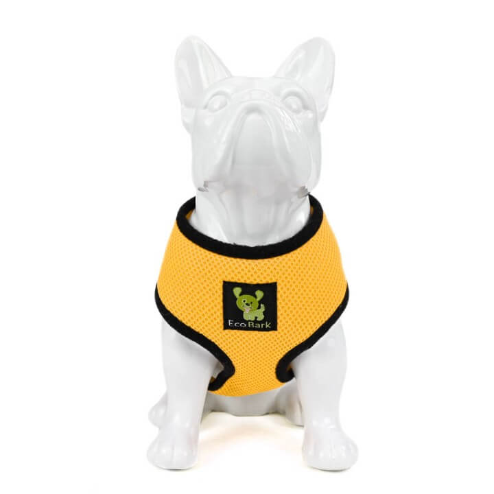 EcoBark Yellow Dog Harness - Over-the-Head Soft Mesh Dog Vest Halter for Small to Medium Dogs and Puppies