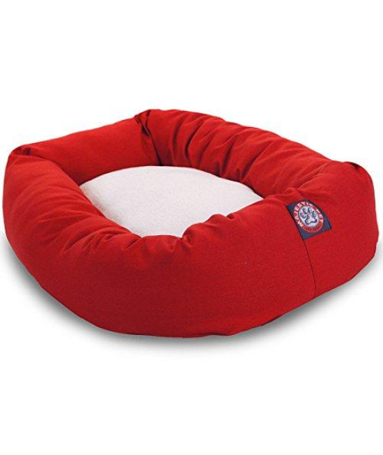 40" Red & Sherpa Bagel Bed By Majestic Pet Products