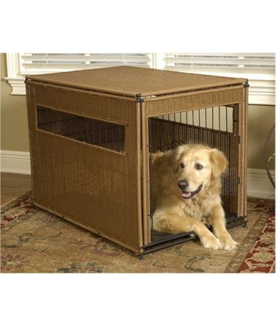 Wicker Dog Crate - Large/Dark Brown