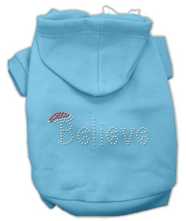 Believe Christmas Hoodie for Dogs Baby Blue/Extra Small