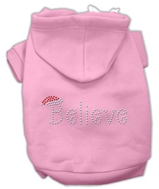 Believe Christmas Hoodie for Dogs Pink/Extra Small