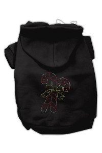 Candy Cane Dog Hoodie Black/Small
