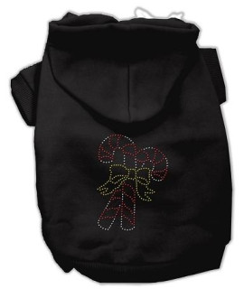 Candy Cane Dog Hoodie Black/Extra Small