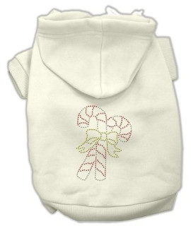 Candy Cane Dog Hoodie Cream/Extra Small