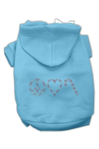 Peace, Love and Candy Canes Dog Hoodie Baby Blue/Large