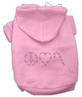 Peace, Love and Candy Canes Dog Hoodie Pink/Large