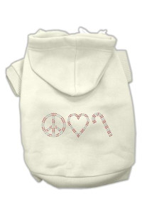 Peace, Love and Candy Canes Dog Hoodie Cream/Medium
