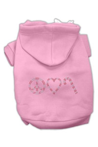 Peace, Love and Candy Canes Dog Hoodie Pink/Medium