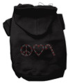 Peace, Love and Candy Canes Dog Hoodie Black/Extra Large