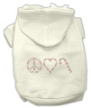 Peace, Love and Candy Canes Dog Hoodie Cream/Extra Large