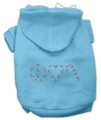 Peace, Love and Candy Canes Dog Hoodie Baby Blue/XX Large