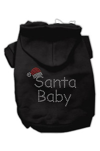 Santa Baby Dog Hoodie Black/Extra Small