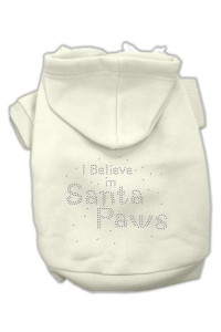 I Believe in Santa Paws Dog Hoodie Cream/Large