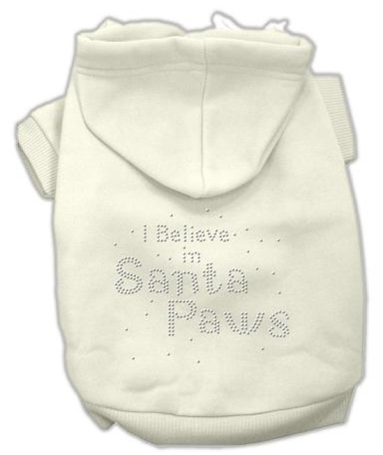 I Believe in Santa Paws Dog Hoodie Cream/Large