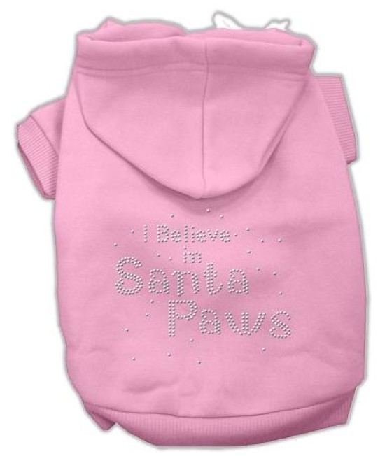 I Believe in Santa Paws Dog Hoodie Pink/Large