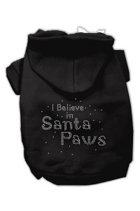 I Believe in Santa Paws Dog Hoodie Black/Medium