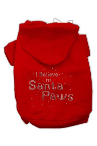 I Believe in Santa Paws Dog Hoodie Red/Medium