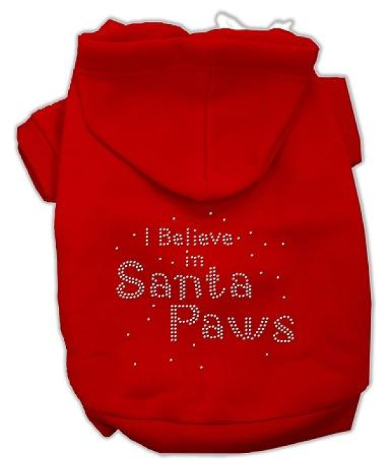 I Believe in Santa Paws Dog Hoodie Red/Medium