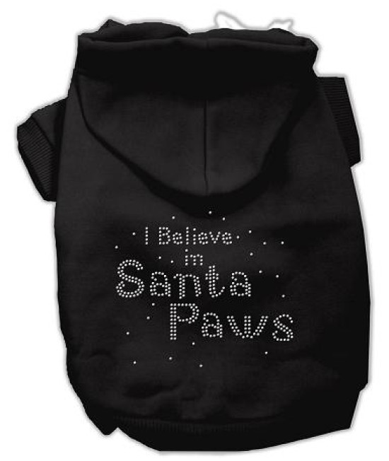 I Believe in Santa Paws Dog Hoodie Black/Extra Small