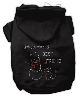 Snowman's Best Friend Rhinestone Dog Hoodie Black/Medium
