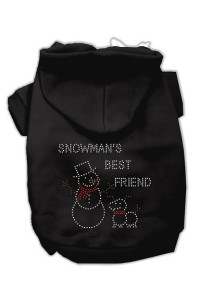 Snowman's Best Friend Rhinestone Dog Hoodie Black/Extra Large