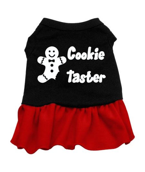 Cookie Taster Dog Dress - Black with Red/Small
