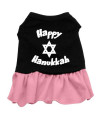 Happy Hanukkah Dog Dress - Black with Pink/Extra Large