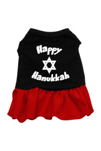 Happy Hanukkah Dog Dress - Black with Red/Extra Large