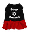 Happy Hanukkah Dog Dress - Black with Red/Extra Small