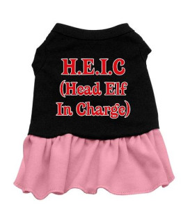 Head Elf in Charge Dog Dress - Black with Pink/Large