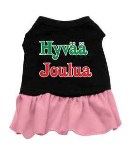 Hyvaa Joulua Dog Dress - Black with Pink/Large