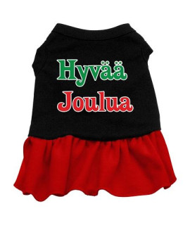 Hyvaa Joulua Dog Dress - Black with Red/Large