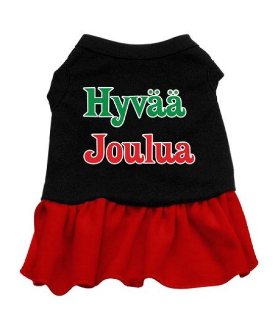 Hyvaa Joulua Dog Dress - Black with Red/Extra Large