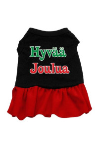 Hyvaa Joulua Dog Dress - Black with Red/Extra Small