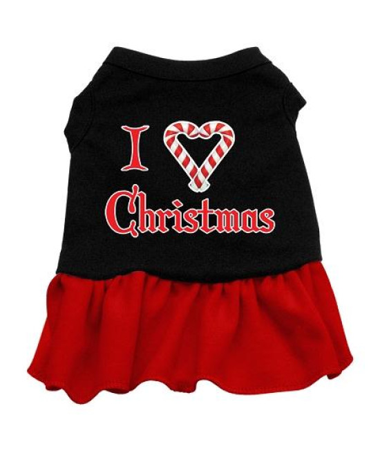I Love Christmas Dog Dress - Black with Red/Large