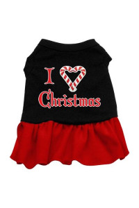 I Love Christmas Dog Dress - Black with Red/Small