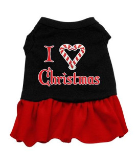 I Love Christmas Dog Dress - Black with Red/Small