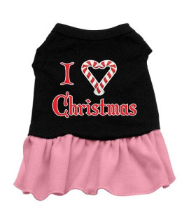 I Love Christmas Dog Dress - Black with Pink/Extra Small